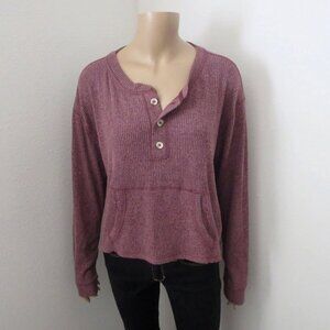 NWT Abercrombie & Fitch Cozy Henley Sweater Size Small Burgundy Sweatshirt